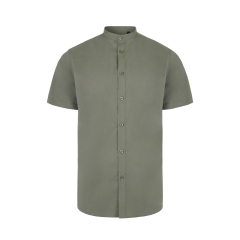 Camasa barbati tip tunica cu maneci scurte, densitate 115gr/mp, Sleeve stretch 405012S Velilla-Light Olive Green -35-S