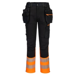 Pantaloni de lucru clasici slim fit cu benzi reflectorizante Hi-Vis DX457 Portwest-Portocaliu/Negru-36 - XS - 28 inch