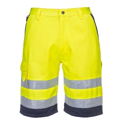 Pantaloni scurti reflectorizanti Hi-Vis L043 Portwest-Galben/Navy-S