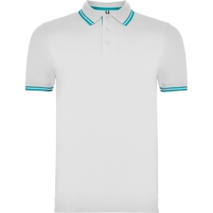 Tricou polo Montreal bărbat - ALB/TURCOAZ