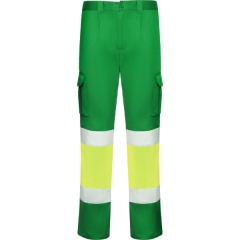 Pantaloni stretch înaltă vizibilitate bărbați - VERDE GRĂDINĂ/GALBEN FLUOR