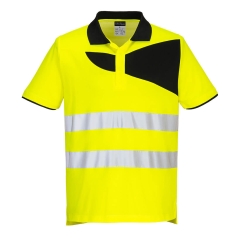 Tricou polo reflectorizant Hi-Vis PW212 Portwest-Galben / Negru-S