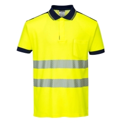 Tricou polo reflectorizant Hi-Vis Vision T180 Portwest-XS-Galben/Navy