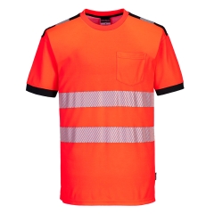 Tricou polo reflectorizant Hi-Vis T181 Portwest-Rosu/negru-M