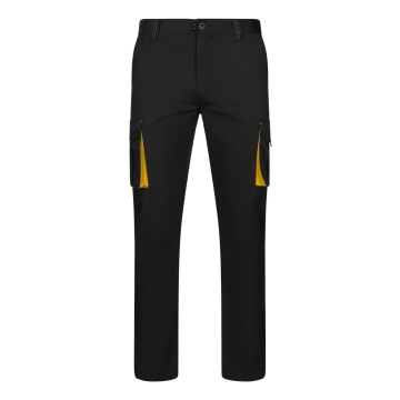 Pantaloni de lucru  slim fit Stretch inisex bicolori 103024S Velilla -Black/Yellow - 00/17-34