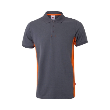 Tricou polo unisex bicolor SS 105504 Velilla-GREY/ORANGE - 08/16-XS