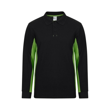 Tricou polo unisex bicolor LS 105514 Velilla-BLACK/LIME GREEN - 00/25-XS