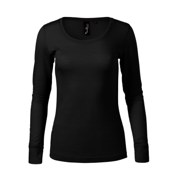 Tricou dama cu maneca lunga Merino Rise LS 160 Malfini Premium-Negru-01-S