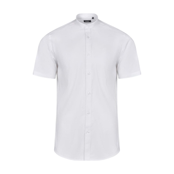 Camasa barbati tip tunica cu maneci scurte, densitate 115gr/mp, Sleeve stretch 405012S Velilla-White-07-S