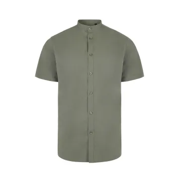 Camasa barbati tip tunica cu maneci scurte, densitate 115gr/mp, Sleeve stretch 405012S Velilla-Light Olive Green -35-S