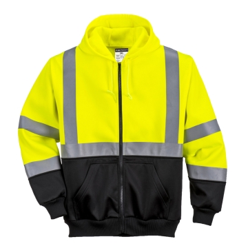 Hanorc reflectorizant Hi-Vis bicolor cu fermoar B315 Portwest-Galben / Negru-S