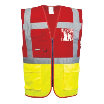 Vesta reflectorizanta Warsaw Hi-Vis Contrast Executive C276 Portwest-Galben/rosu-S