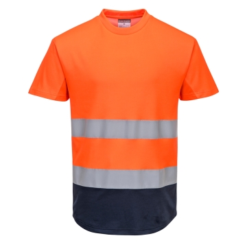 Tricou bicolor reflectorizant C395 Portwest-Portocaliu/Navy-S