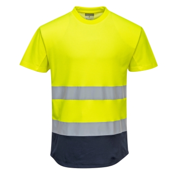 Tricou bicolor reflectorizant C395 Portwest-Galben/Navy-S