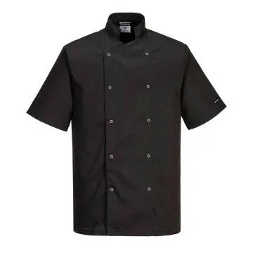 Jacheta bucatar Cumbria Chefs Jacket S/S C733 Portwest-Negru-XS