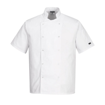 Jacheta bucatar Cumbria Chefs Jacket S/S C733 Portwest-Alb-XS