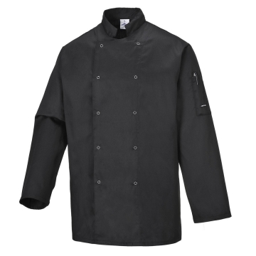 Jacheta bucatar Suffolk Chefs L/S C833 Portwest-Negru-XS
