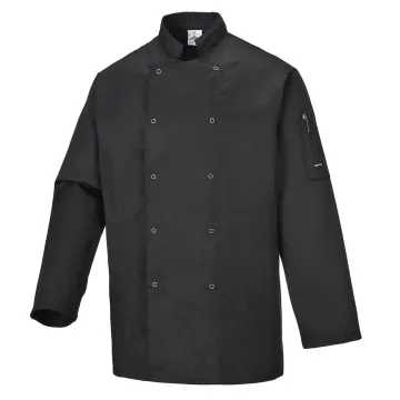 Jacheta bucatar Suffolk Chefs L/S C833 Portwest-Negru-XS