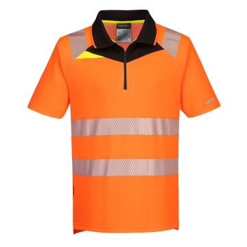 Tricou polo slim fit reflectorizant DX412 Portwest-Portocaliu/Negru-S