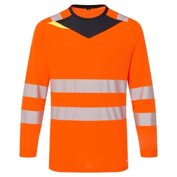 Tricou reflectorizant Hi-Vis slim fit cu protectie UV DX416 Portwest-Portocaliu/Negru-S