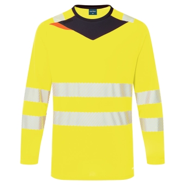 Tricou reflectorizant Hi-Vis slim fit cu protectie UV DX416 Portwest-Galben/negru-S