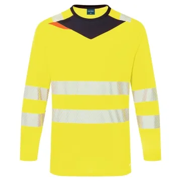 Tricou reflectorizant Hi-Vis slim fit cu protectie UV DX416 Portwest-Galben/negru-S