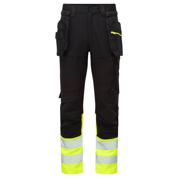 Pantaloni de lucru clasici slim fit cu benzi reflectorizante Hi-Vis DX457 Portwest-Galben/negru-36 - XS - 28 inch