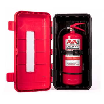 Cutie PVC stingator + Stingator de incendiu P6 pentru camion 