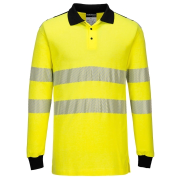 Tricou polo reflectorizant rezistent la flacara FR702 Portwest-Galben/negru-S