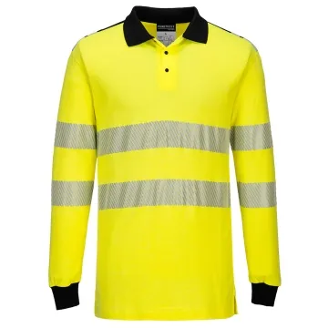 Tricou polo reflectorizant rezistent la flacara FR702 Portwest-Galben/negru-S