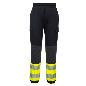 Pantaloni de lucru slim fit cu benzi reflectorizante Hi-Vis Flexi KX341 Portwest-Negru/Galben-S