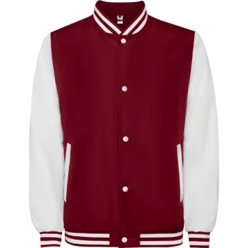 Geacă California unisex cu fermoar și căptușeală - GRENA/ALB