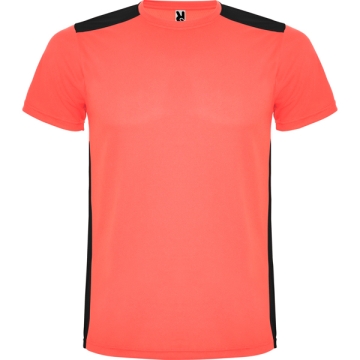 Tricou Detroit bărbat | Model clasic - CORAL FLUOR/NEGRU