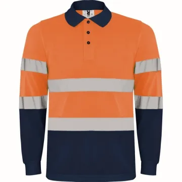 Tricou Polaris vizibilitate înaltă bărbat - BLEUMARIN/PORTOCALIU FLUOR