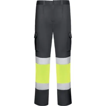 Pantaloni stretch înaltă vizibilitate bărbați - PLUMB/GALBEN FLUOR