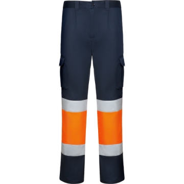 Pantaloni stretch înaltă vizibilitate bărbați - BLEUMARIN/PORTOCALIU FLUOR