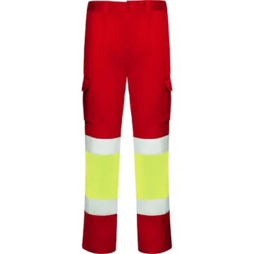 Pantaloni stretch înaltă vizibilitate bărbați - ROJO LABORAL/AMARILLO FLÚOR