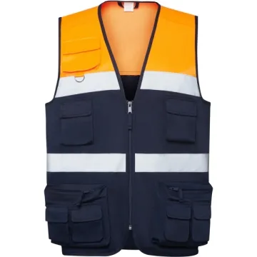 Jachetă reflectorizantă Beta unisex - BLEUMARIN/PORTOCALIU FLUOR