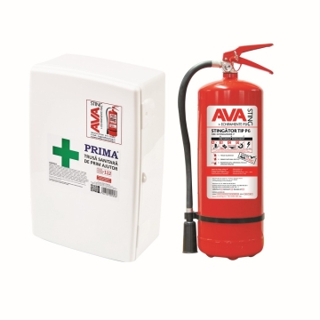 Trusa medicala fixa Prima + Stingator de incendiu P6
