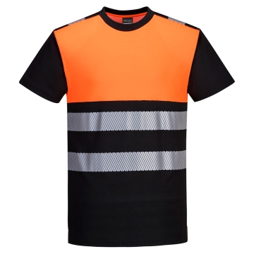 Tricou reflectorizant Hi-Vis Clasa 1 PW311 Portwest-Portocaliu/Negru-S