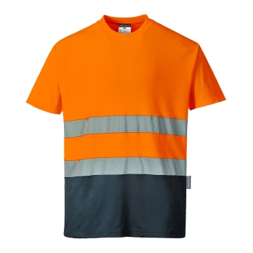 Tricou reflectorizant cu protectie UV S173 Portwest-Portocaliu/Navy-XS