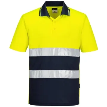 Tricou polo reflectorizant Hi-Vis cu protectie UV S175 Portwest-Galben/Navy-S