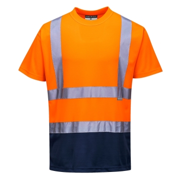 Tricou reflectorizant cu protectie UV S378 Portwest-Portocaliu/Navy-S