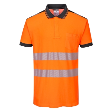 Tricou polo reflectorizant Hi-Vis Vision T180 Portwest-XS-Portocaliu/Negru