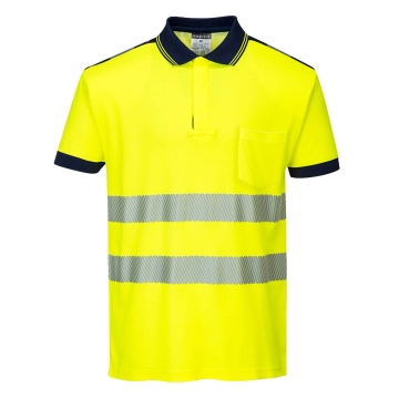 Tricou polo reflectorizant Hi-Vis Vision T180 Portwest-XS-Galben/Navy