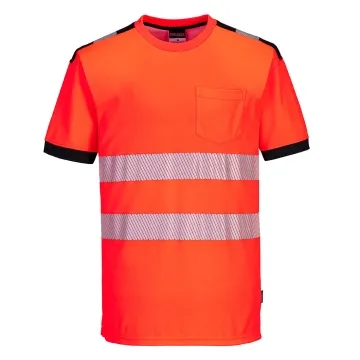 Tricou polo reflectorizant Hi-Vis T181 Portwest-Rosu/negru-S