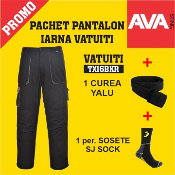 Pachet PROMO Pantaloni de iarna vatuiti TX16BKR + curea YALU + 1 per sosete SJ SOCK 