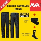 Pachet PROMO Pantaloni Jeans VERTEX W08, culoare denim inchis A9+curea YALU+sosete sj SOCK