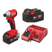 Set Masina de insurubat cu impact Milwaukee M18 BLIDRC-402C, 1/4" Hex, Motor fara Perii, 2x Acumulatori 4.0Ah, Incarcator, Cutie plastic