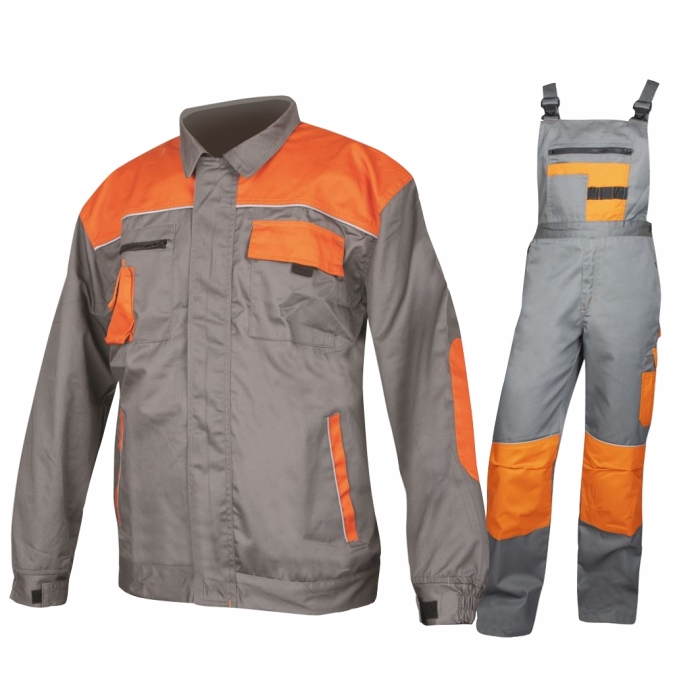 Costum salopeta cu pieptar 2Strong gri/portocaliu H9600/H9602 Ardon